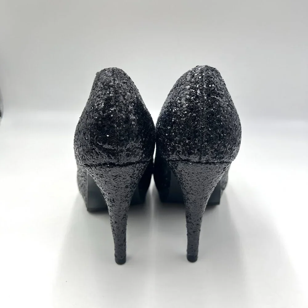 Ellie Size 8 8M Black‎ Glitter Platform Mary Jane Stiletto Heels Pumps Shoes